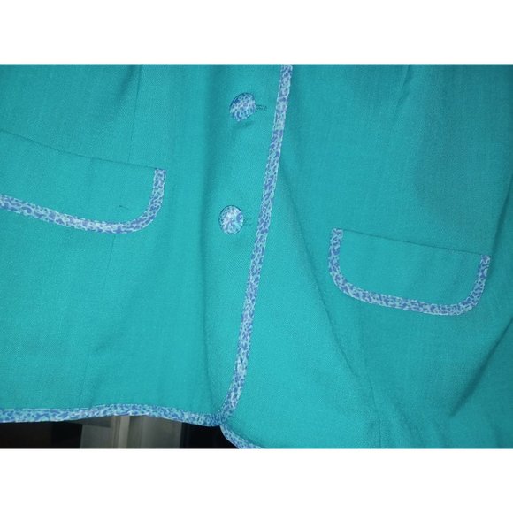 Vintage Leslie Fay Women's Light Weight Blazer SZ 24 Teal & Blue - Picture 3 of 3